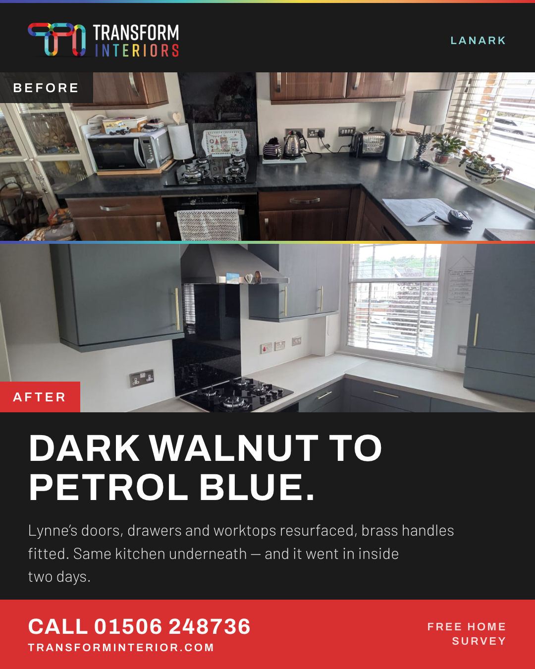 Lynne Booth — walnut to petrol blue